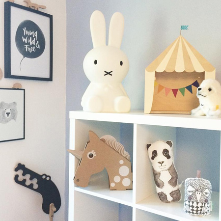 Bring the circus to a child's bedroom with a shelf designed for storage brings magic to the walls of your kids’ rooms.