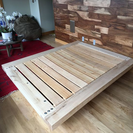 The finished base is mounted on 67mm x 67mm or 100mm x 100mm pine. You can use 2 of each stacked and glued together at the ends of the bed to increase the height