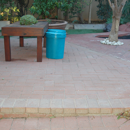 The cement paving bricks laid around the concrete pool surround are dull and do not add any appeal to the outdoor area. Painting the bricks will add an even colour over the bricks and concrete and allow for a quick washing down when the area needs to be cleaned
