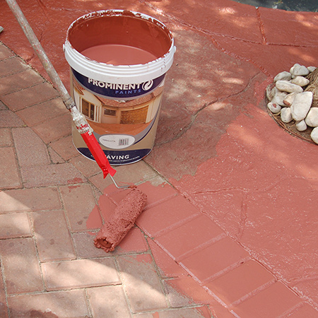 Applying Prominent Paints paving paint is quick and easy, and the paint dries quickly. It is best to apply when the weather is cool to prevent is from drying to fast as you work.