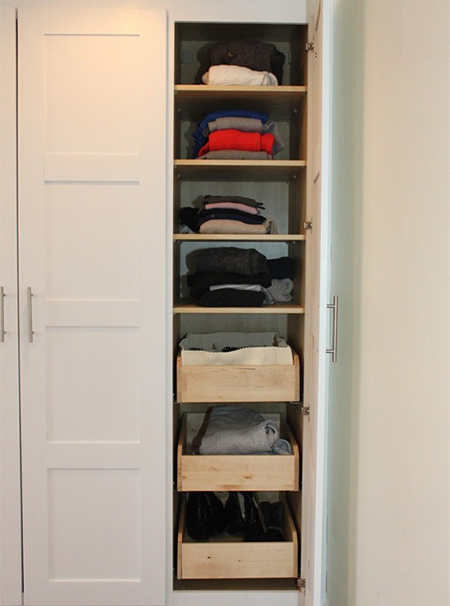 replace cupboard shelves with pullout drawer storage