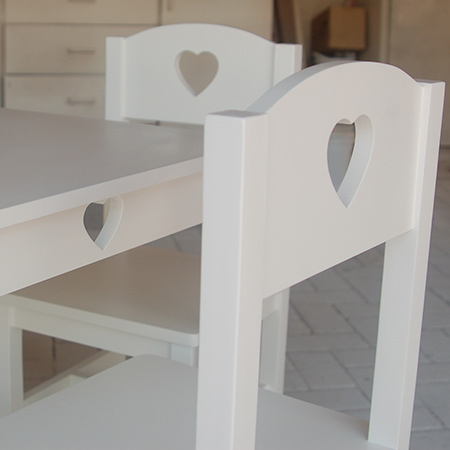 make diy childrens table and chairs furniture with heart cut outs