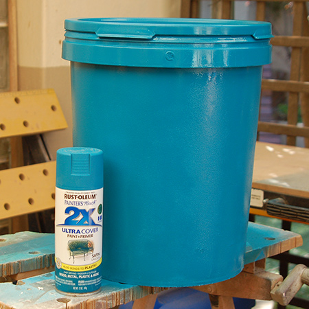 Recycled paint container stools with rustoleum 2x