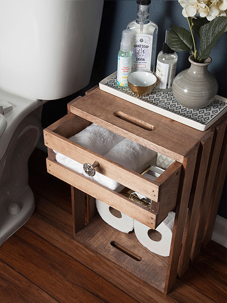 After featuring a project on bathroom storage crates I received numerous requests for instructions on how to make these crates. This article shows how easy it is to make your own crates for a bathroom cabinet, side table or bedside table.
