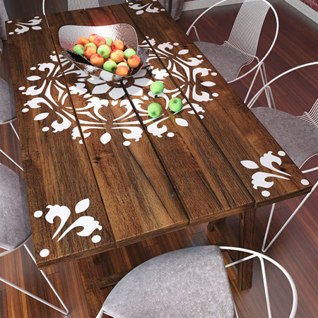 Add a stencil design to a dining table