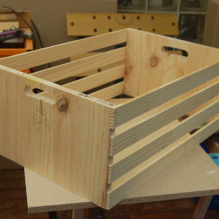 wood crate with side slats attached