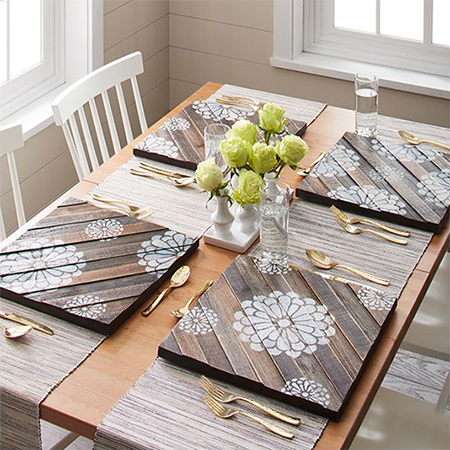 Got some wood left over from a previous project? Use scrap wood into decorative placemats for your dining table.