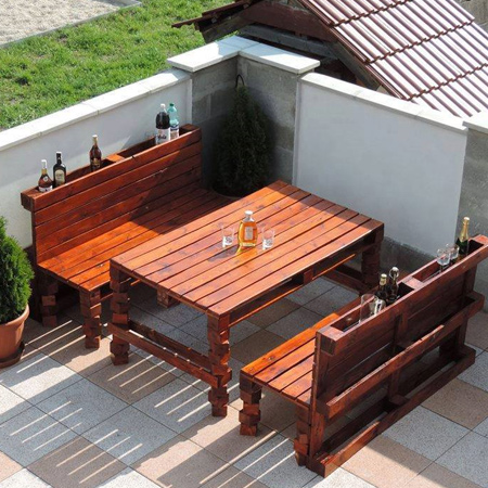 Outdoor furniture is always a great way to repurpose reclaimed wood pallets. They don't have to be left in their raw state - use products from the Woodoc range to seal and protect your new garden dining set
