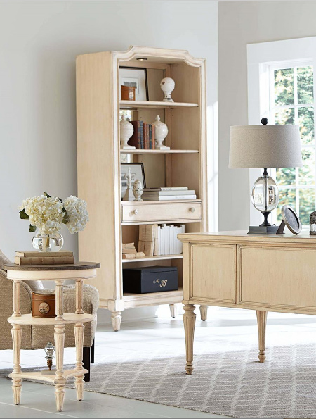  an oversized hutch provides room for displaying office ornaments
