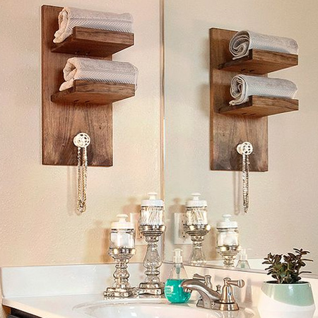 Need extra storage in a bathroom? These shelves are easy to make using offcuts and a Kreg pockethole jig or biscuit joiner.