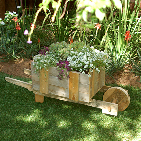 Reclaimed pallet wheelbarrow for plants or veggies