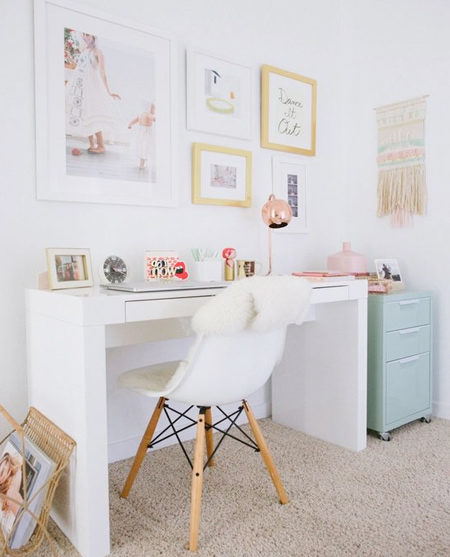 beautiful home office ideas - bright and all white