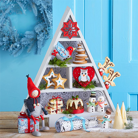 Here's an easier way to make a triangular shelf, and the shape is perfect for displaying festive decorations.