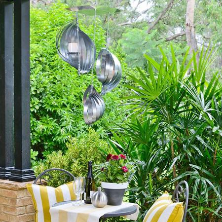 DIY patio chandelier made using galvnanised tin