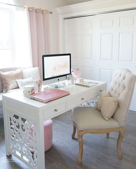 beautiful home office ideas - gorgeous desk with cut out side panels