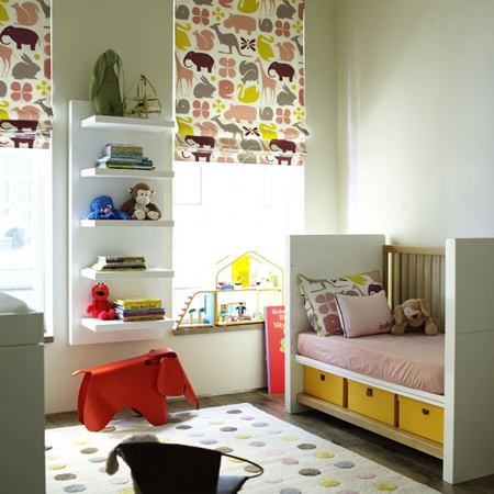 You want baby to sleep through the night and be able to take naps during the day, so install a blackout blind or blackout-lined curtains in a nursery. In a neutral-themed room add vibrant colour or a fun pattern to the room when choosing a fabric for your blinds