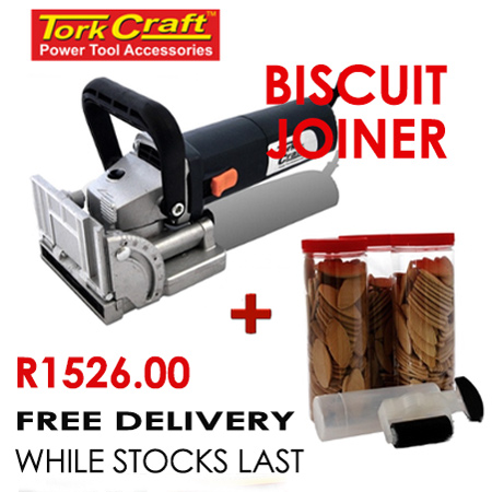 Tork Craft Biscuit Joiner plus 375pc biscuit packs