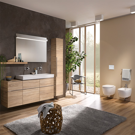 The Geberit iCon bathroom series has a clear, modern design. Featuring a linear design, the series offers an extensive range of ceramic appliances and bathroom furniture with the greatest possible creative freedom. 