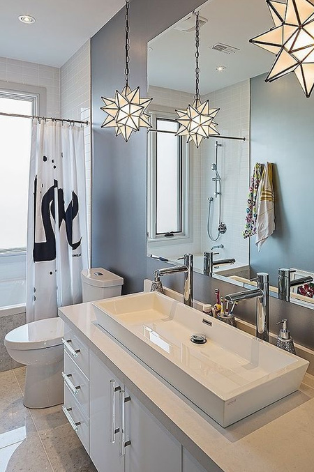 HOME-DZINE | Bathroom Update - The right lighting can make a bathroom shine. If you only have a central, ceiling fitting in the bathroom, look at installing scones and wall-mounted lights above or around a vanity. Choose stylish fittings that complement the design of a bathroom, but also flood the room with light. 
