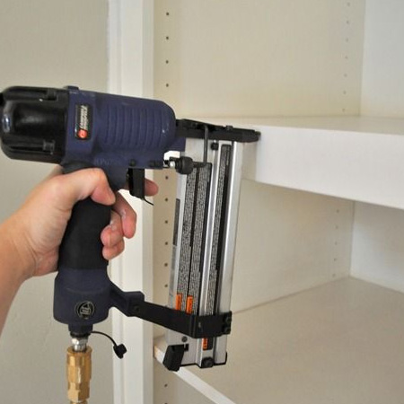 Use a brad gun to attach decorative edging, aprons and fronts to projects.