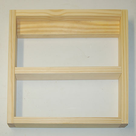 Make the cabinet / box frame section by gluing together the individual pieces as shown below.
