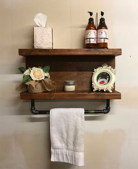 HOME-DZINE | Galvanized Pipe Projects - Use plywood and galvanised pipe and fittings to make this easy bathroom storage shelf.