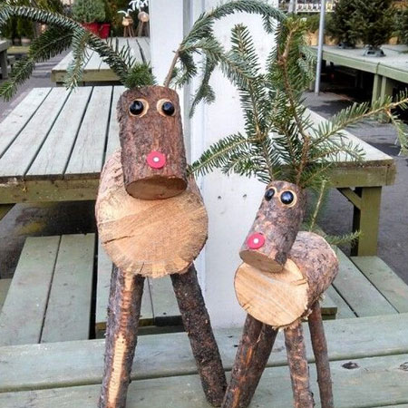 HOME-DZINE | Christmas Crafts - It's always a great idea to save any large stumps and logs when trimming trees in the garden - you never know when they might come in handy! Create your own whimsical outdoor decorations using logs and stumps. Choose your favourite idea and then chop and sand to create a snowman, or Reindeer, that the kids will adore.