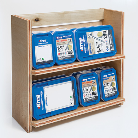 Now you can use Woodoc interior sealer to protect the wood and load up the organiser with screws or hardware to keep your work space organised and tidy. 