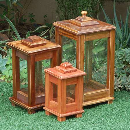 Make a wooden lantern for deck or patio
