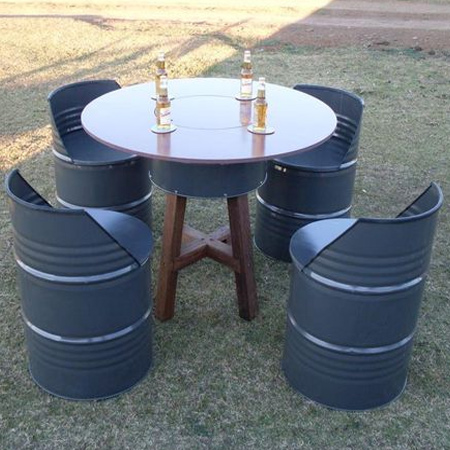 recycle oil barrels into outdoor furniture