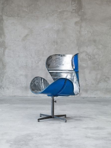 designer chair from recycled oil barrel