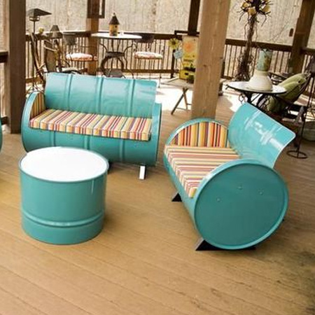 recycled oil barrels outdoor furniture