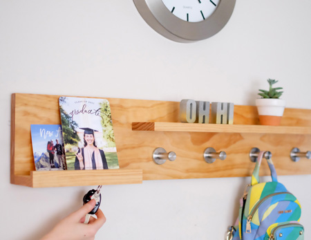 HOME-DZINE | Make Pine Coat Rack and Shelf