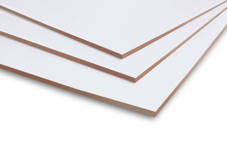 With its white top coat, Evosure Fincote is grainless and knotless and will not crack, split or splinter. It has a high level of resistance to abrasions, scraping, stains and solvents making it ideal for usage as backing boards