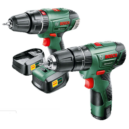 The Bosch PSB 18 LI-2 and PSB 10,8 LI-2 are Combi Drills that have integral hammer function for drilling into masonry.