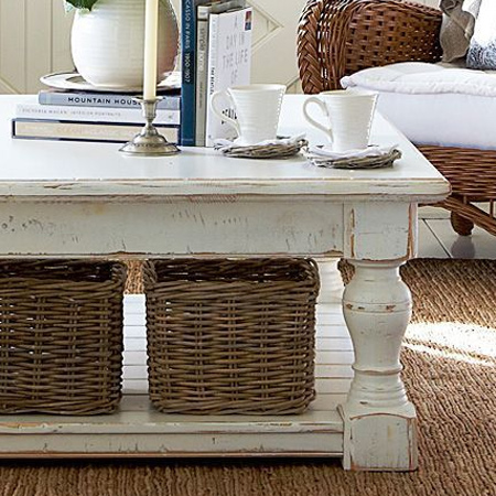 When designing a coffee table design the project around the legs or feet.