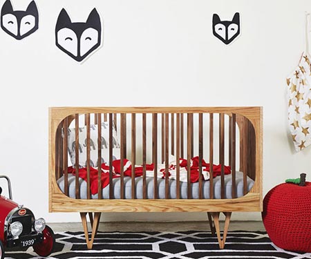 The Harrison Cot is inspired by fifties design