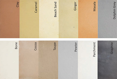 SatinCrete is a skim plaster that comes in a variety of colours. The smooth, suede-like wall finish is easy to wipe down and is perfect for bathroom renovations - it can be applied over existing tiled walls.