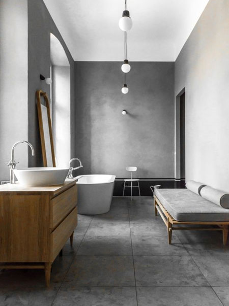 HOME-DZINE | Cement Finishes - Decorative cement finishes require far less effort than having to re-tile, and the suede-like finish complements any style of bathroom. For a modern or minimalist bathroom, use these finishes to coat inside showers, basins and bath tubs.