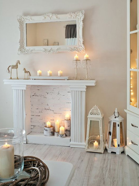 HOME-DZINE - Faux Fireplace Ideas - There are so many online ideas for making a faux fireplace, from a basic frame to wonderfully detailed pieces. With the right tools and materials and a bit of DIY savvy you can quite easily make your own faux fireplace. 