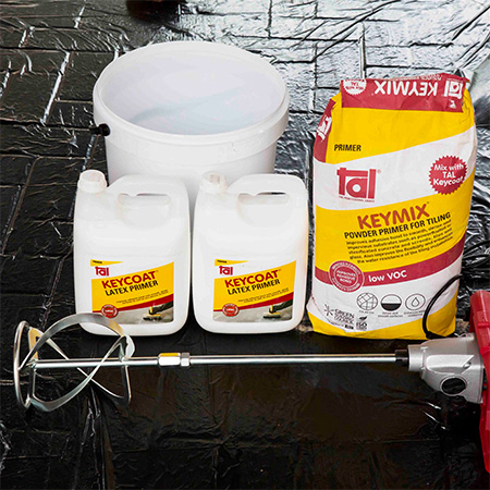 HOME-DZINE | Tiling Tips - To ensure a good bond between existing and new tiles, the surface must be primed with a slurry. The slurry consists of [1] part Tal Keycoat mixed with [2] parts TAL Keymix powder. TAL products are available at Builders Warehouse countrywide.