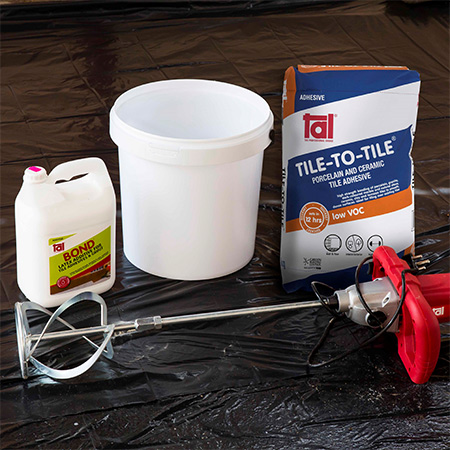 HOME-DZINE | Tiling Tips - To bed the new tiles use TAL Tile-To-Tile quick-set tile adhesive. When tiling onto suspended slabs and for external installations mix the TAL Tile-To-Tile with TAL Bond, replacing the water in the mix. 