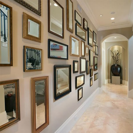 Use mirrors to brighten up a dim hallway, dark entrance, pokey bathroom or use them to visually enlarge a room or space.