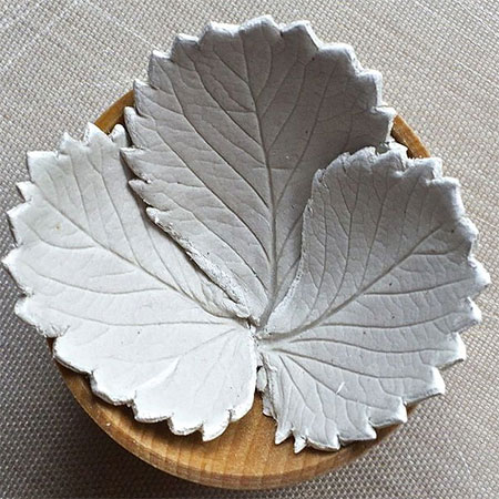 pressed leaf designs for air dry clay bowls