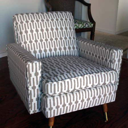 This dated vinyl armchair gets a makeover and a brand new lease on life. Find out how to upholstery your own club chair.