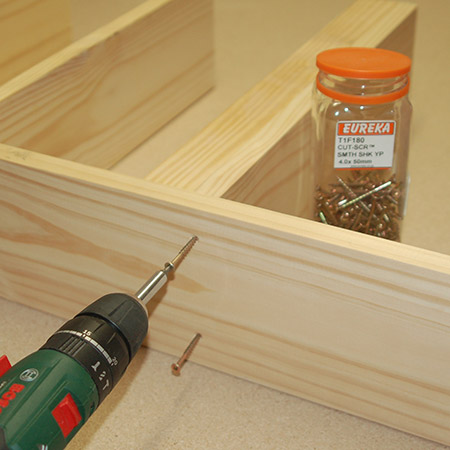 Use eureka cut screws to join, as this eliminates the need for drilling pilot holes.