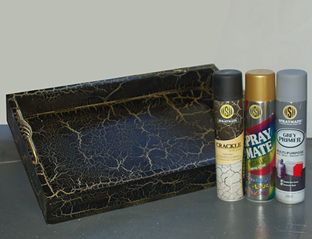 HOME-DZINE | Rust-Oleum Crafts - Make a tea tray from scratch and give it a beautiful black and gold crackle finish with Spraymate Crackle.