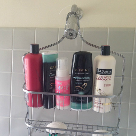 Use zip ties to secure the shower caddy onto the shower head