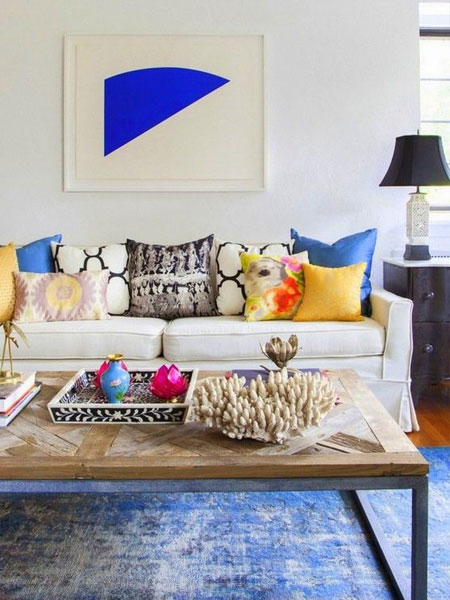 add colour to living room with cushions
