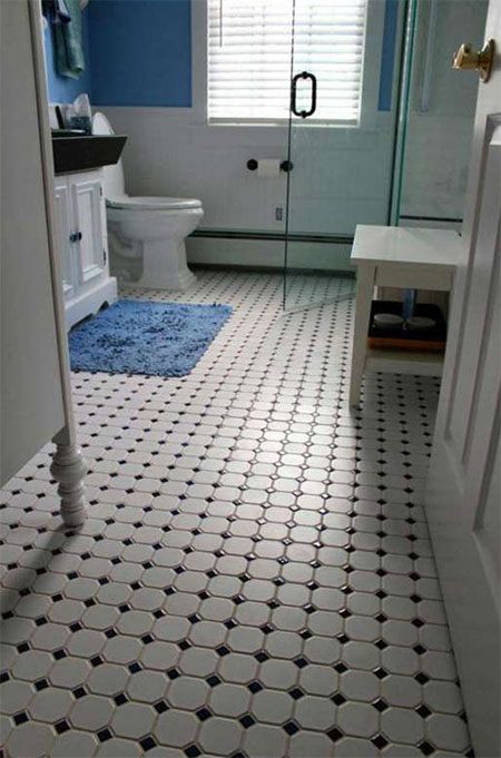 black and white floor tiles at Builders